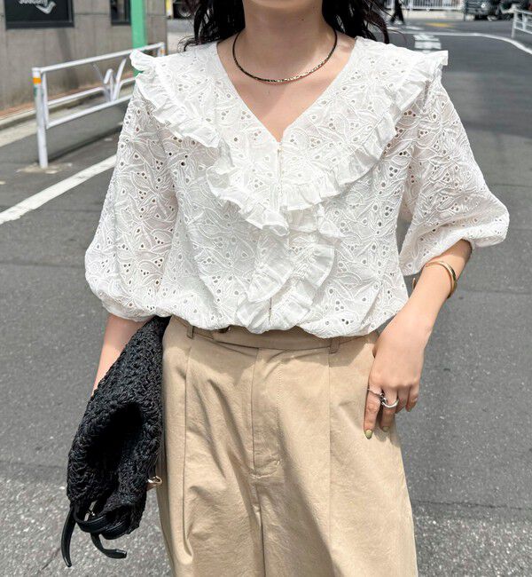 fredy emue「レースフリルカラーブラウス」|シャツ・ブラウス|