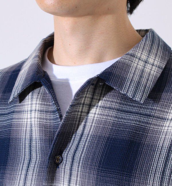 GLOSTER「【残暑にも快適なさらっとシャツ】ワッフルチェック ロングスリーブシャツ オンブレチェック」|シャツ・ブラウス|