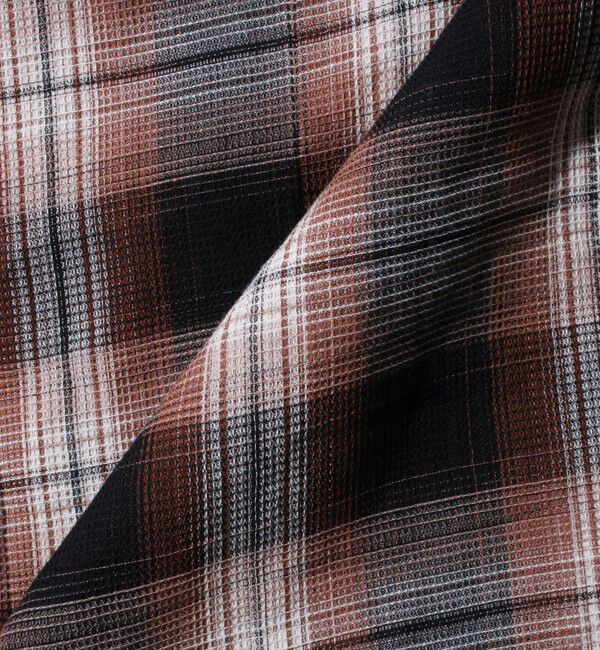 GLOSTER「【残暑にも快適なさらっとシャツ】ワッフルチェック ロングスリーブシャツ オンブレチェック」|シャツ・ブラウス|