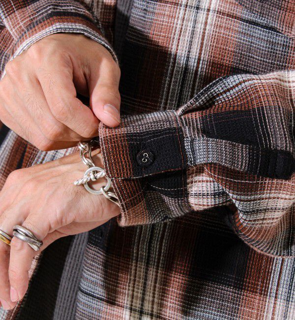 GLOSTER「【残暑にも快適なさらっとシャツ】ワッフルチェック ロングスリーブシャツ オンブレチェック」|シャツ・ブラウス|