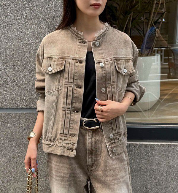 fredy emue「ノーカラーコンパクトデニムジャケット」|デニムジャケット|