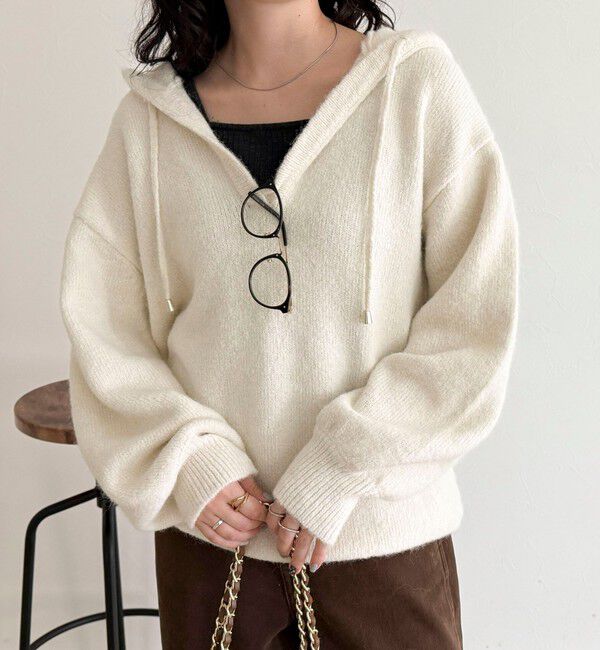 fredy emue「フード付きニットプルオーバー」|ニット・セーター|