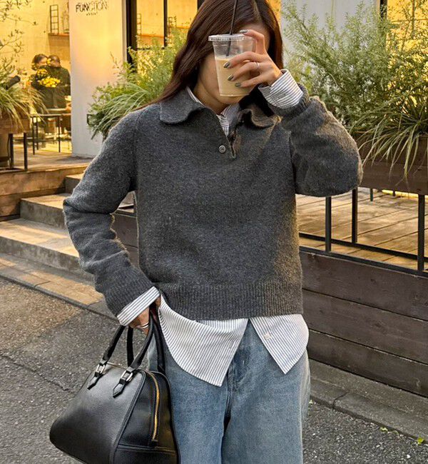 fredy emue「ポロ衿ニットプルオーバー」|ニット・セーター|