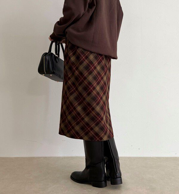 fredy emue「チェックミディスカート」|スカート|ブラウン系その他