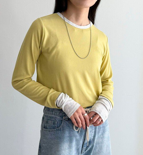 fredy emue「シアーリブレイヤードロンTシャツ」|Tシャツ・カットソー|イエロー