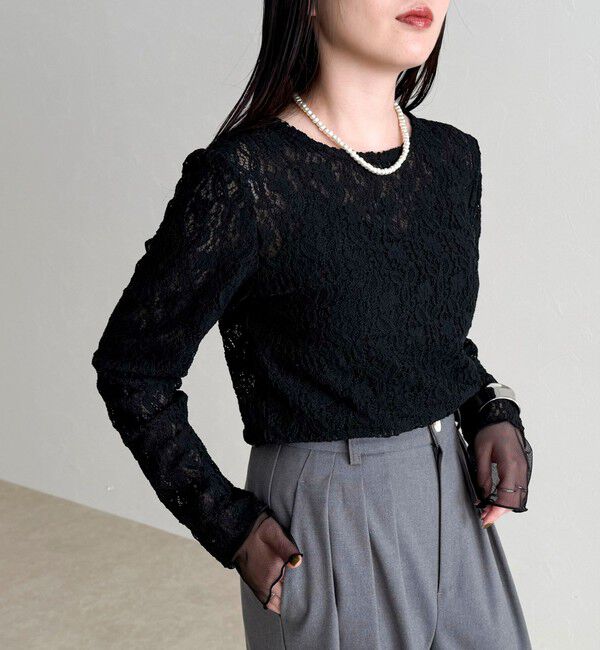 fredy emue「チュールレイヤードレースロンTシャツ」|Tシャツ・カットソー|