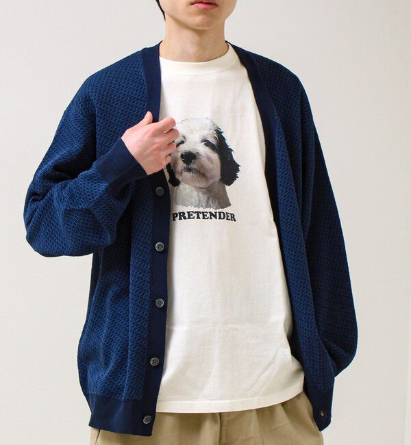 GLOSTER「【シャリ感で軽やか】バーズアイVネック crunchyカーデ」|カーディガン|