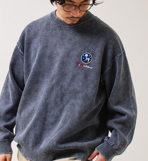 GLOSTER「【BOYエンブレム刺繍】Wフェイス フェードプルオーバーニット」|ニット・セーター|ネイビー