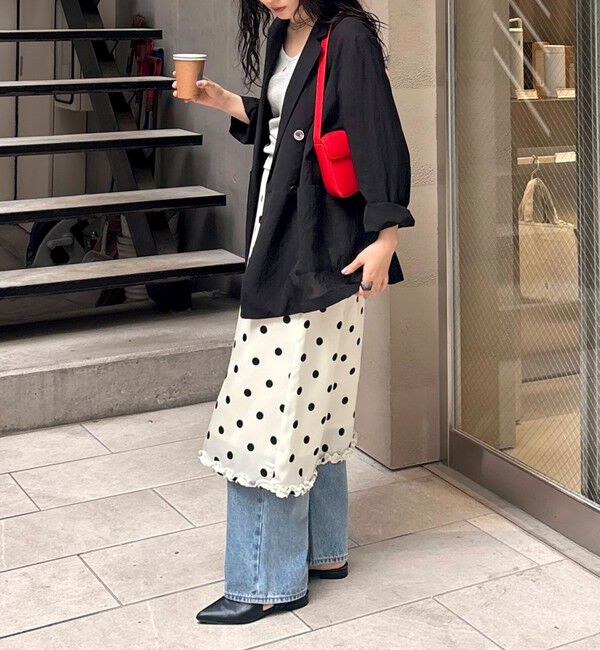 fredy emue「サテンドットミディスカート」|スカート|