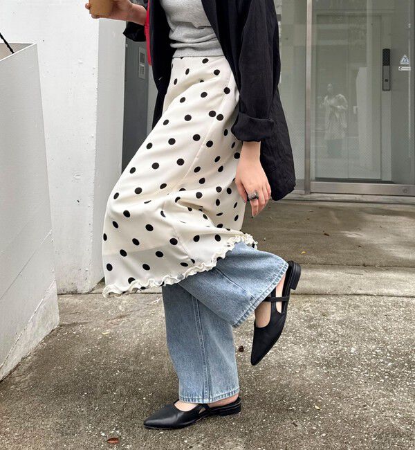 fredy emue「サテンドットミディスカート」|スカート|