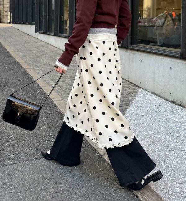 fredy emue「サテンドットミディスカート」|スカート|