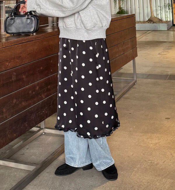 fredy emue「サテンドットミディスカート」|スカート|