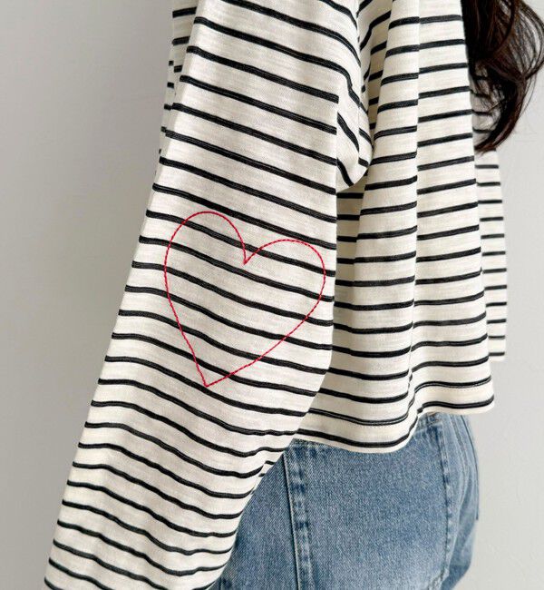 fredy emue「【人気商品の新型】ボーダーハートステッチルーズロンTシャツ」|Tシャツ・カットソー|