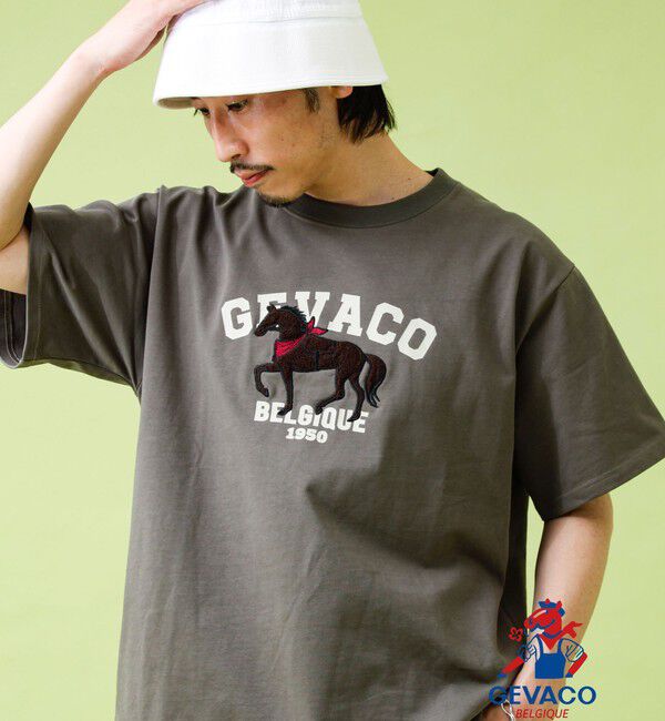 GLOSTER「【GEVACO/ゲバコ】フロントプリント刺繍Tシャツ」|Tシャツ・カットソー|カーキ