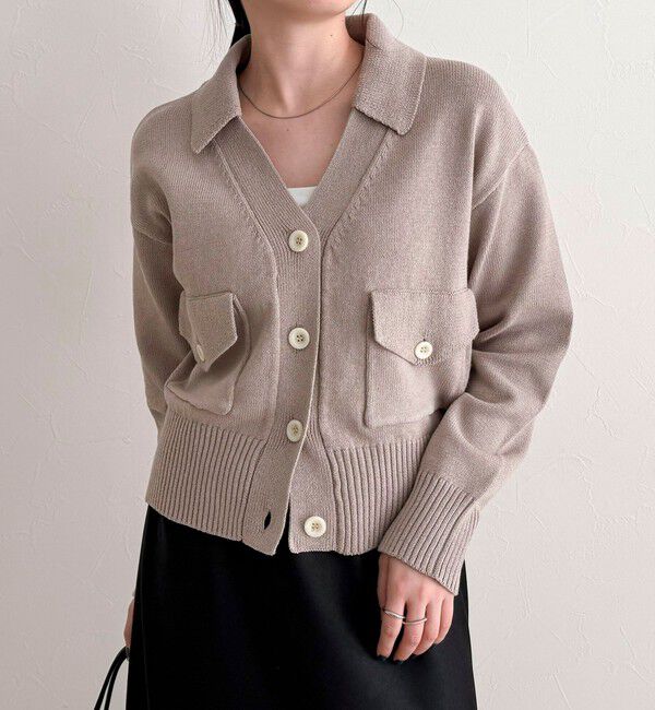fredy emue「コットン衿付きVネックカーディガン」|カーディガン|