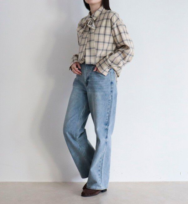 fredy emue「チェック柄ビッグボウタイブラウス」|シャツ・ブラウス|