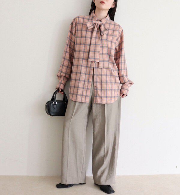 fredy emue「チェック柄ビッグボウタイブラウス」|シャツ・ブラウス|