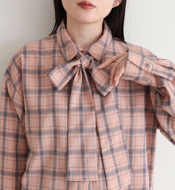 fredy emue「チェック柄ビッグボウタイブラウス」|シャツ・ブラウス|