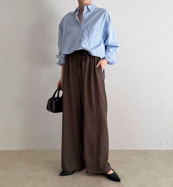 fredy emue「【4サイズ展開/リピーター続出！】とろみツイルストレートイージーパンツ」|チノ|