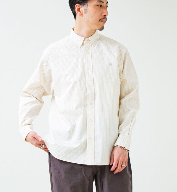GLOSTER「【BOY ASTLAD刺繍】ボタンダウンシャツ ストライプ/チェック」|シャツ・ブラウス|ホワイト系その他