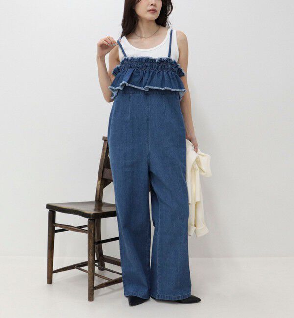 fredy emue「フリルデニムサロペット」|オールインワン|