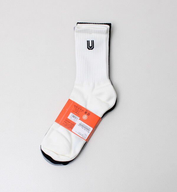 GLOSTER「【UNIVERSAL OVERALL】クルー丈サイドUOロゴ 3Pソックス」|ソックス|