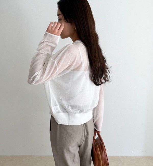 fredy emue「刺繍入りシアーニットカーディガン」|カーディガン|オフホワイト