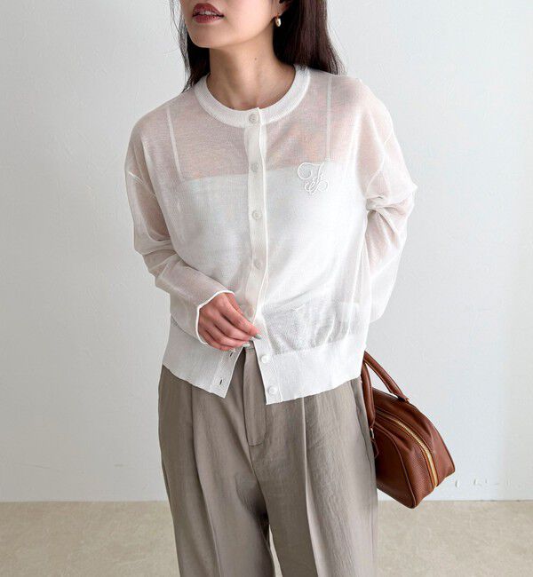 fredy emue「刺繍入りシアーニットカーディガン」|カーディガン|