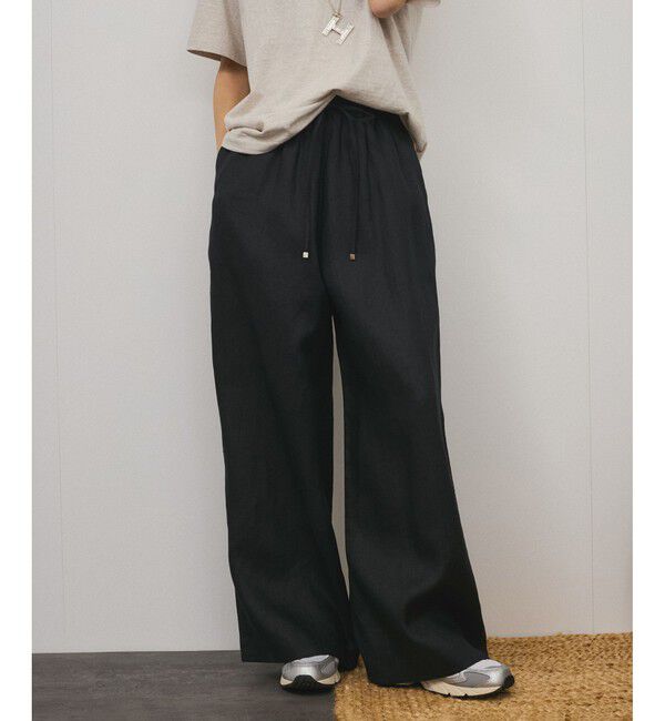 SALON adam et rope'「【WEB限定】ヨーロピアンフラックスリネンリラックスパンツ」|チノ|クロメイン