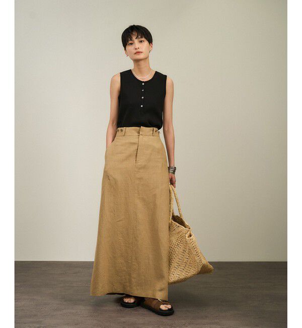 SALON adam et rope'「【WEB限定】プリマベールリブヘンリーネックノースリーブプルオーバー［UVケア・洗える］」|タンクトップ|