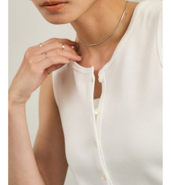 SALON adam et rope'「【WEB限定】プリマベールリブヘンリーネックノースリーブプルオーバー［UVケア・洗える］」|タンクトップ|