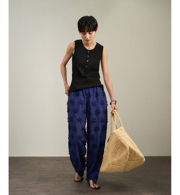 SALON adam et rope'「【WEB限定】プリマベールリブヘンリーネックノースリーブプルオーバー［UVケア・洗える］」|タンクトップ|