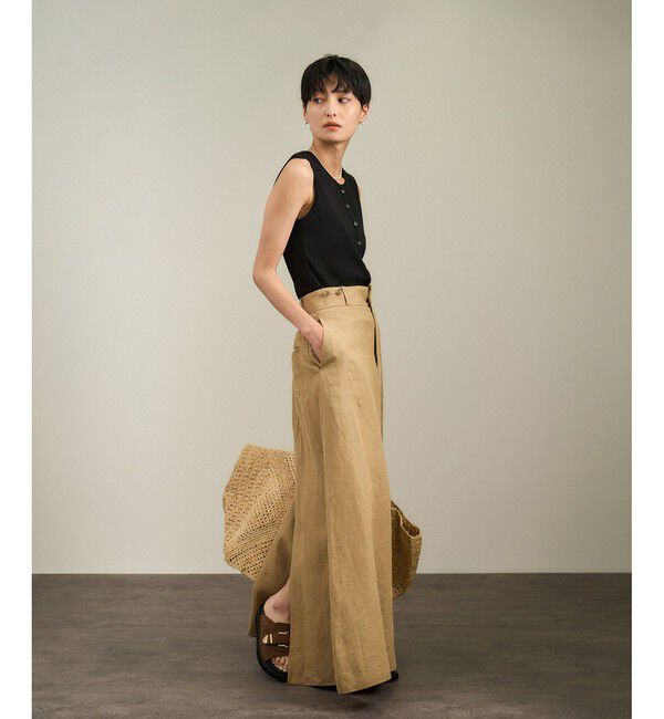 SALON adam et rope'「【WEB限定】プリマベールリブヘンリーネックノースリーブプルオーバー［UVケア・洗える］」|タンクトップ|