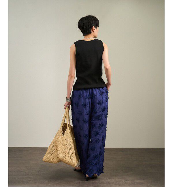 SALON adam et rope'「【WEB限定】プリマベールリブヘンリーネックノースリーブプルオーバー［UVケア・洗える］」|タンクトップ|