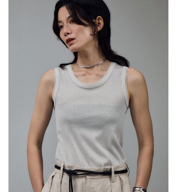 SALON adam et rope'「【WEB限定】ラメリブタンク」|タンクトップ|オフホワイト(15)