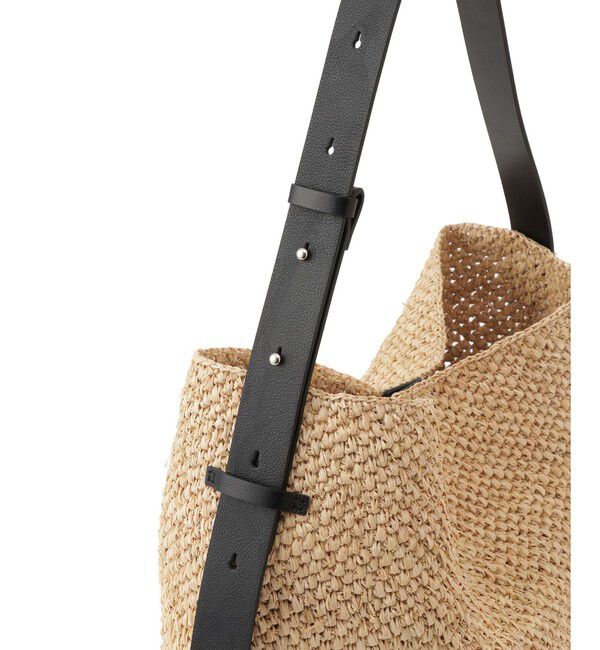 SALON adam et rope'「【W S（ドゥーブル）】レザーハンドルラフィアバッグ」|ショルダー・メッセンジャー|