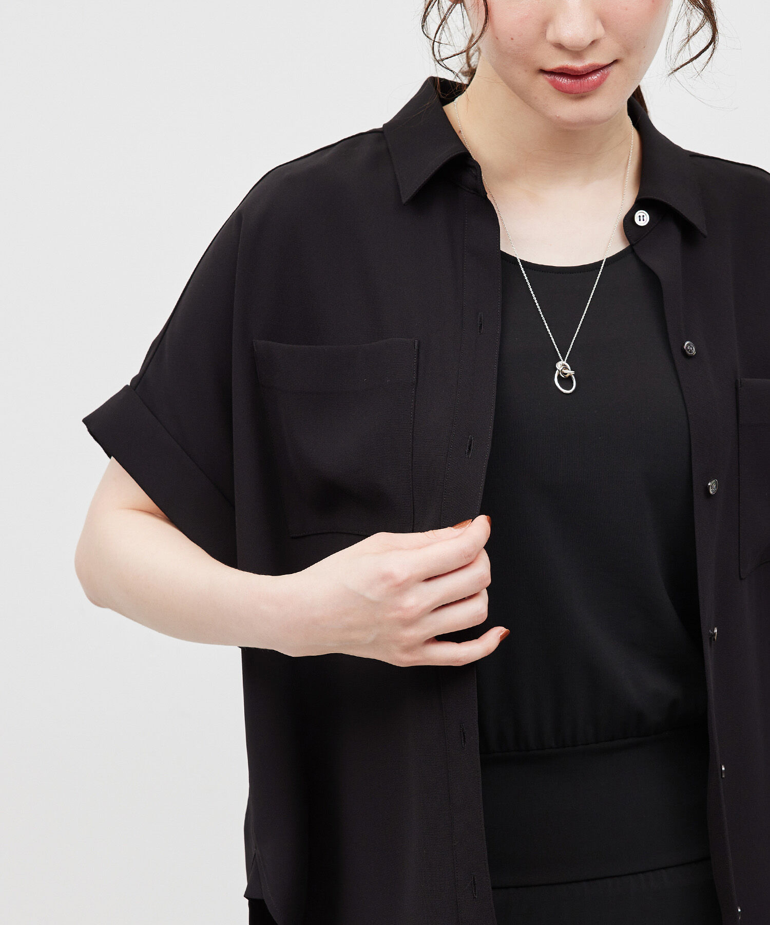 ROPE「【新色追加】トリアセバックサテンフラップシャツ/セットアップ対応【メディア掲載】」|シャツ・ブラウス|