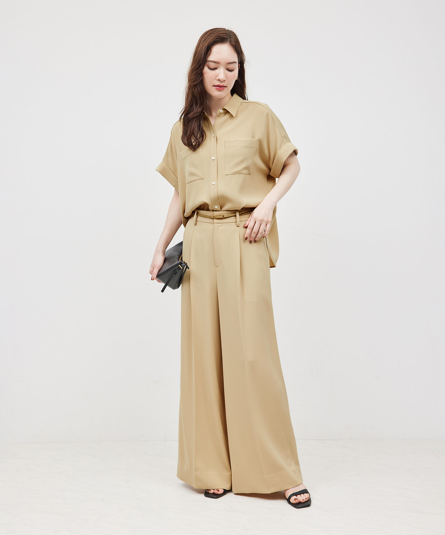 ROPE「トリアセバックサテンワイドパンツ/セットアップ対応【メディア掲載】」|その他|