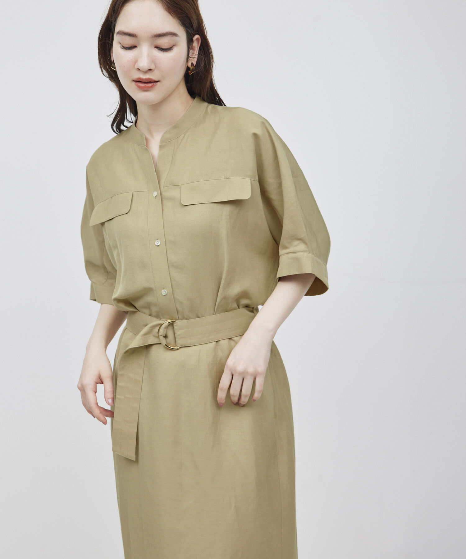 ROPE「スキッパーIラインワンピース」|ワンピース|ベージュ(27)