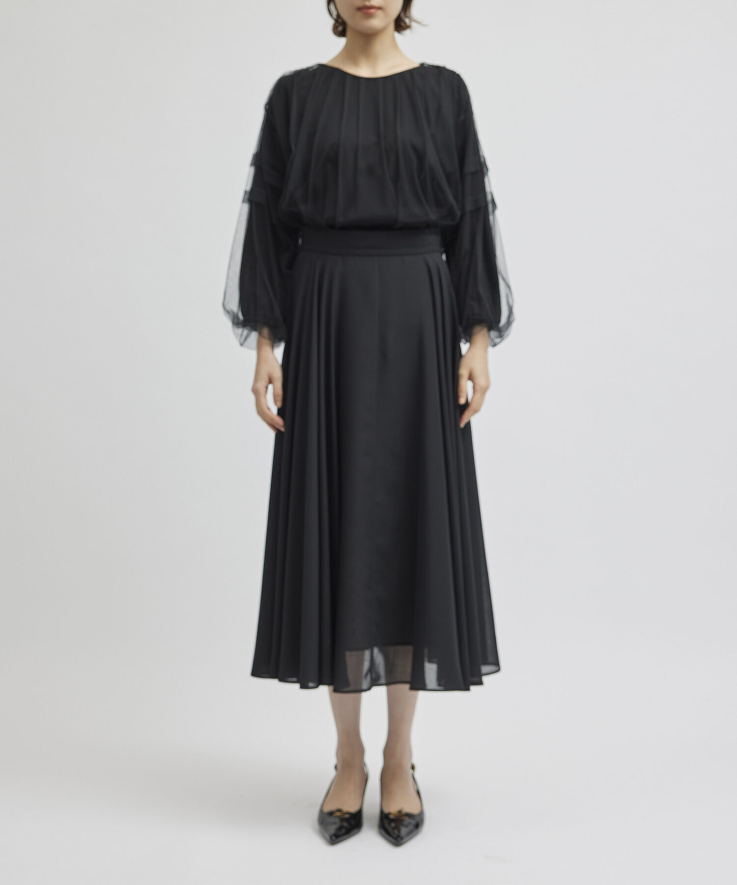 ROPE「チュールレイヤードブラウスライクカットソー」|Tシャツ・カットソー|