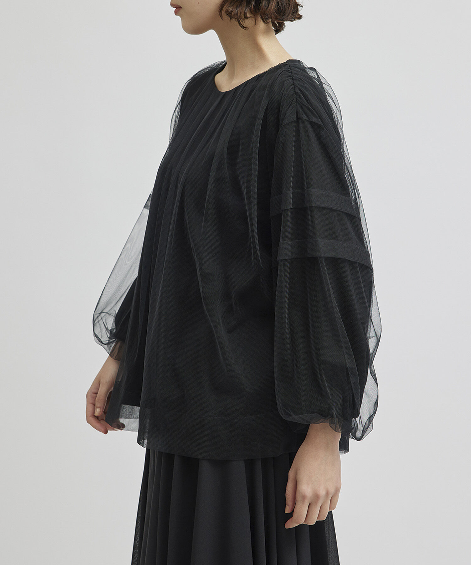ROPE「チュールレイヤードブラウスライクカットソー」|Tシャツ・カットソー|