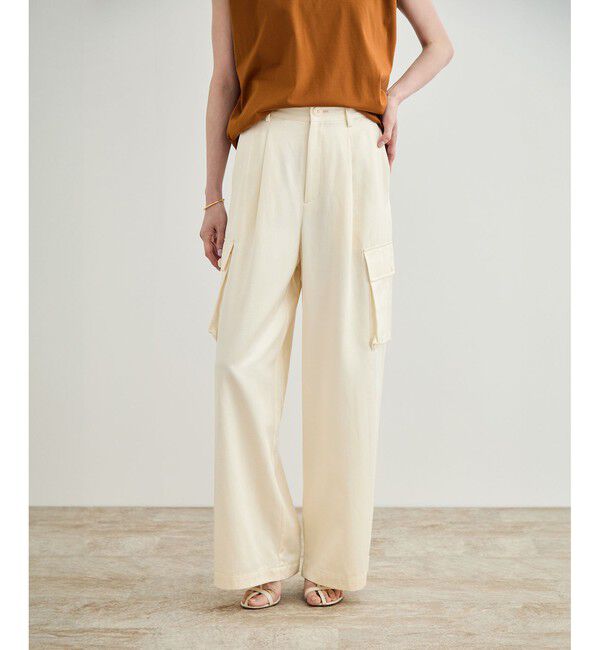 ROPE「【洗える】シャイニーサテンパンツ/一部セットアップ対応」|カーゴ|