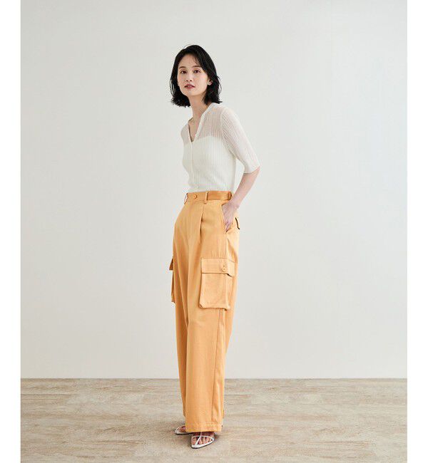 ROPE「【洗える】シャイニーサテンパンツ/一部セットアップ対応」|カーゴ|