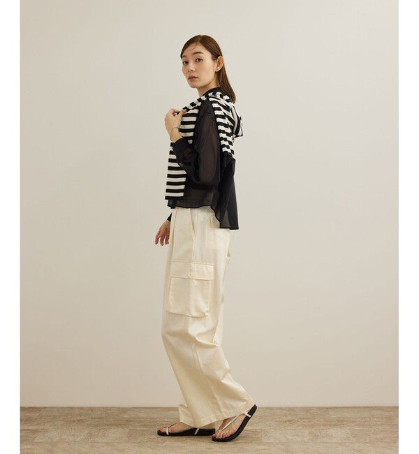 ROPE「【洗える】シャイニーサテンパンツ/一部セットアップ対応」|カーゴ|