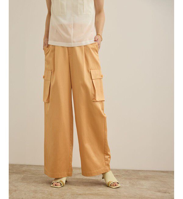 ROPE「【洗える】シャイニーサテンパンツ/一部セットアップ対応」|カーゴ|