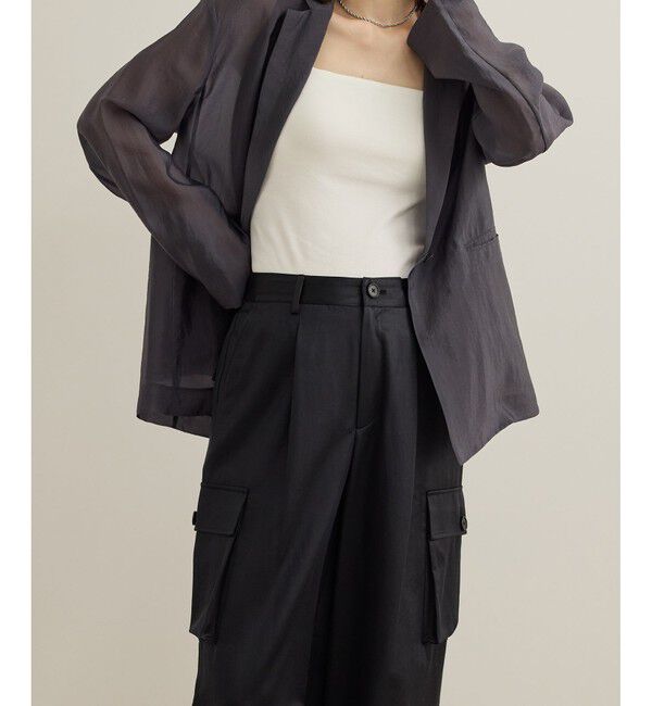 ROPE「【洗える】シャイニーサテンパンツ/一部セットアップ対応」|カーゴ|