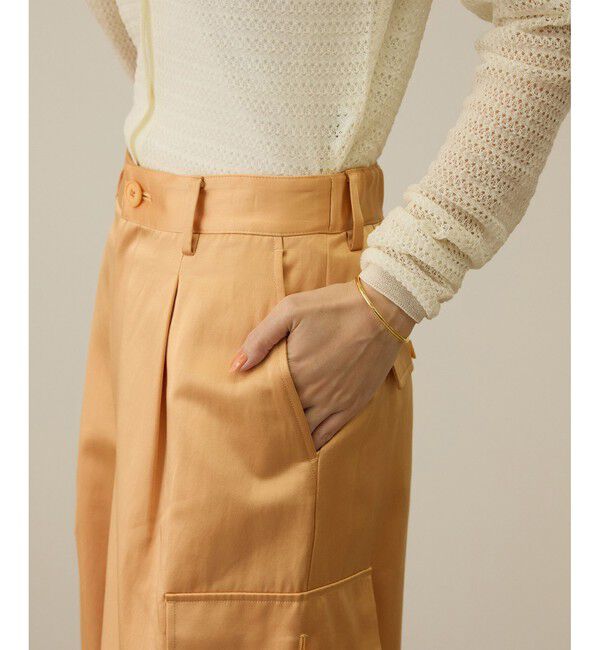 ROPE「【洗える】シャイニーサテンパンツ/一部セットアップ対応」|カーゴ|