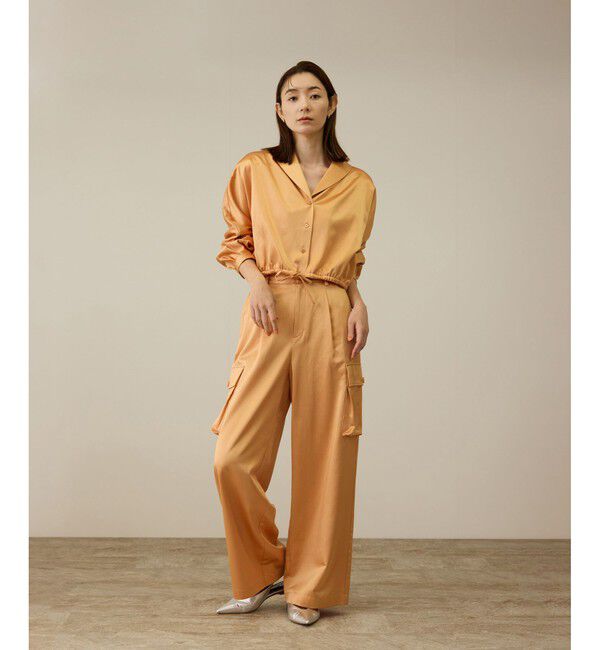 ROPE「【洗える】シャイニーサテンパンツ/一部セットアップ対応」|カーゴ|