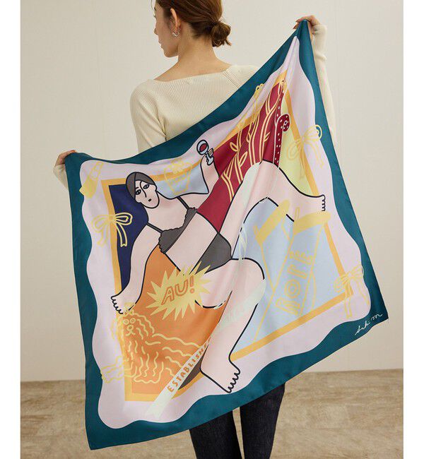 ROPE「【4 ARTIST for ROPE'】コラボ シルクスカーフ/Lサイズ」|バンダナ・スカーフ|ダークグリーン