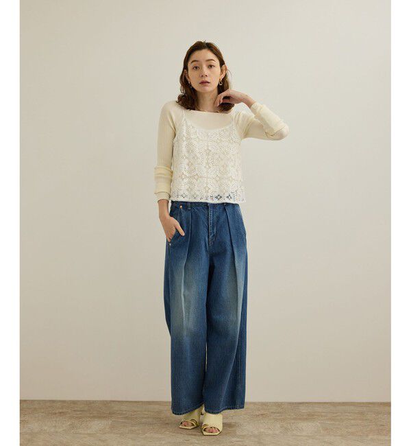 ROPE「【洗える】ワイドリブスクエアネックニット」|ニット・セーター|